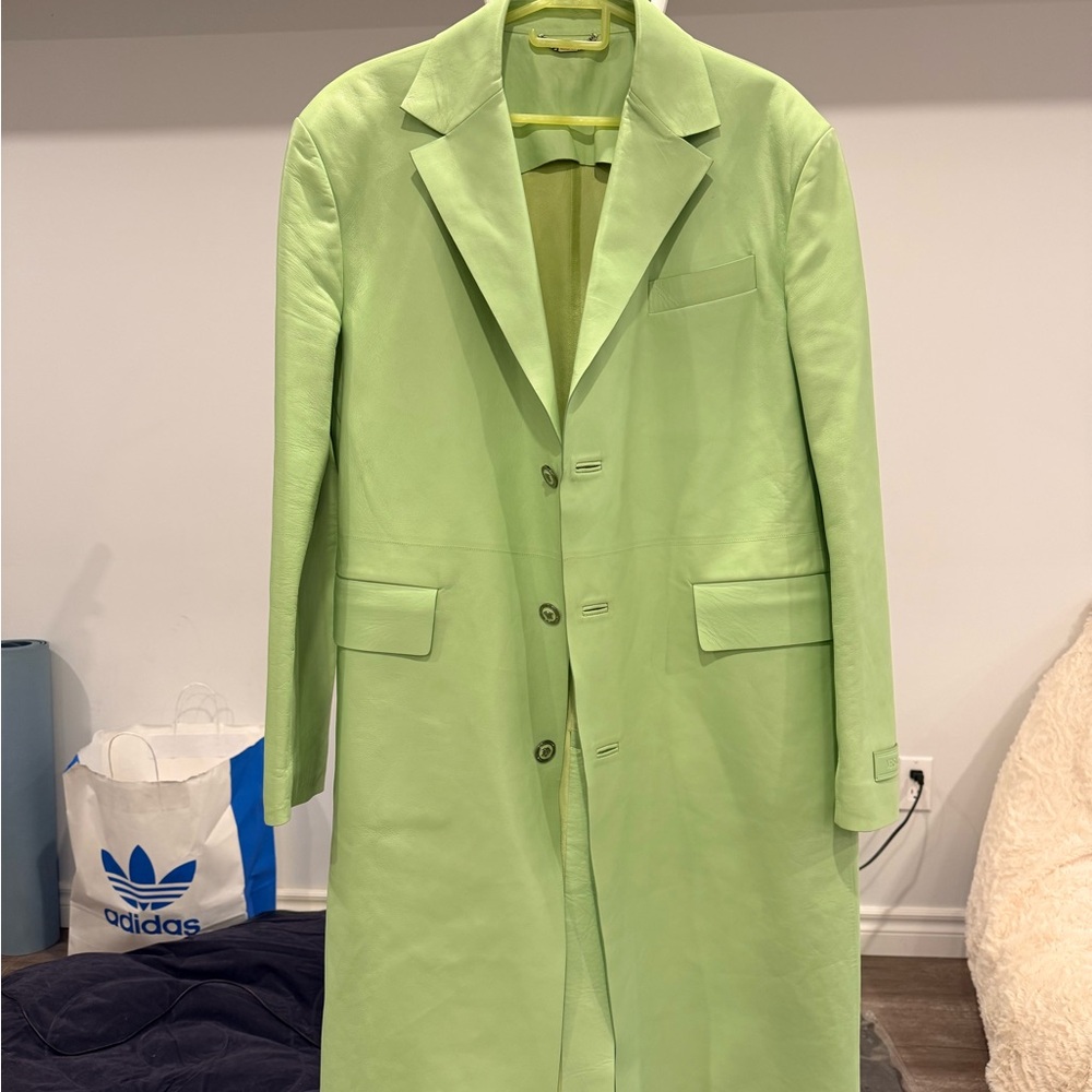 Versace calfskin leather trench coat for spring and summer 2024 show